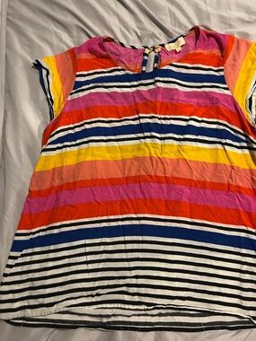 Lucy & Laurel Pink and Orange Striped Top